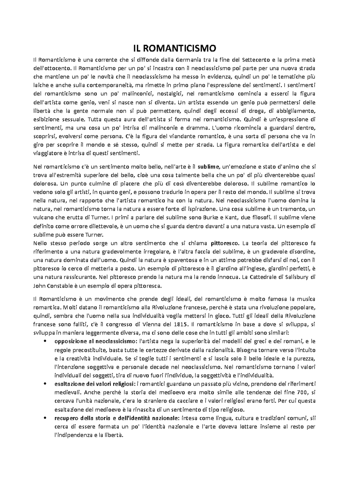 Arte romanticismo IL ROMANTICISMO Il Romanticismo è una corrente