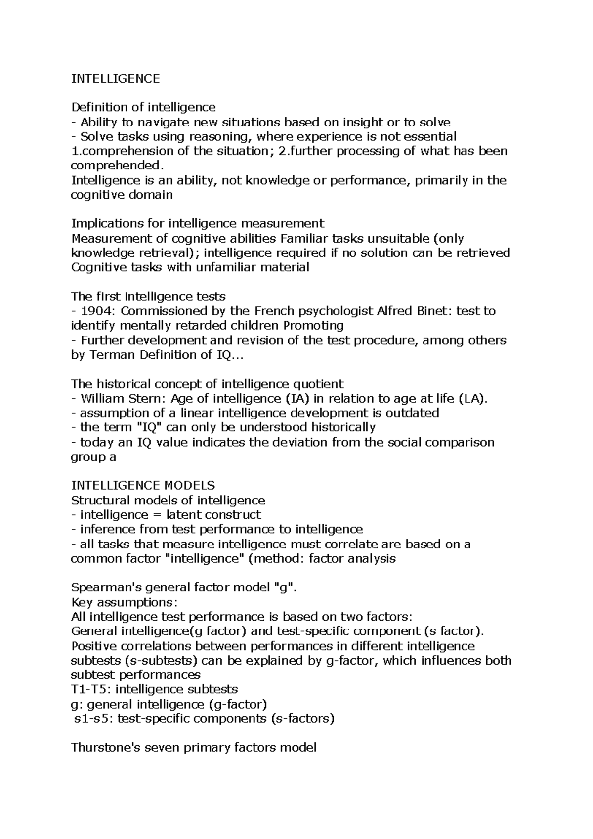 Intelligence - General Psychology - INTELLIGENCE Definition of ...