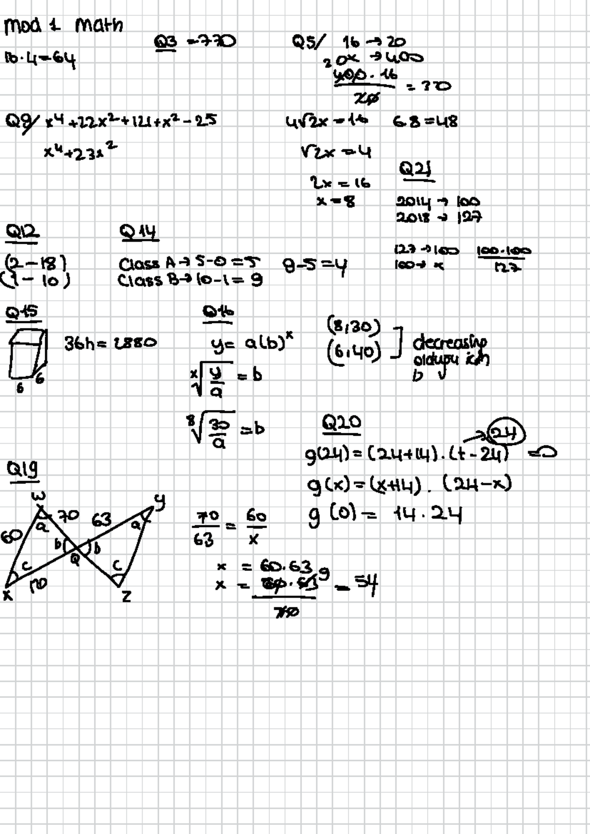 Examples Math - Example Problems - mod I math 16. 4 = 64 Q3 = 770 Q5 ...
