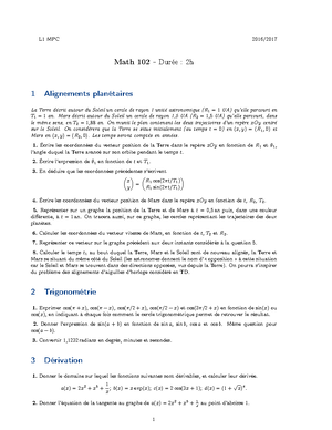 TD2 - TD2 - 2017 – 2018 Math 102 MPC – Feuille 2 1 Angles 0 1 2 3 A B ...