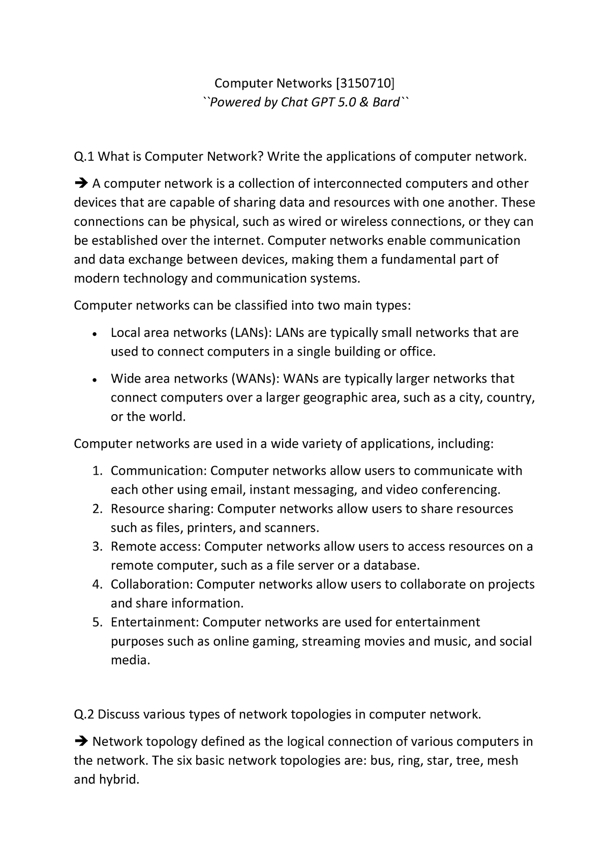 Computer Network - CN Notes - Computer Networks [3150710] Powered By ...