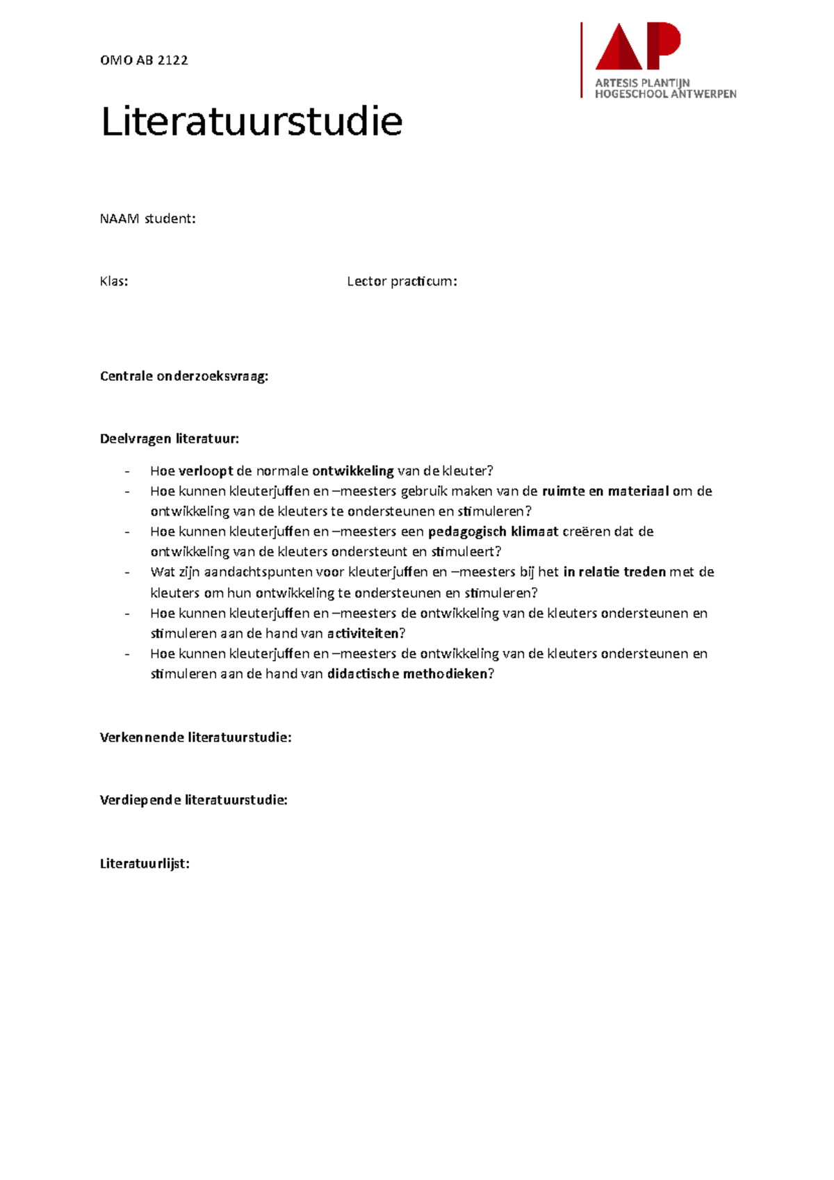 OMO AB 2122 1 Literatuurstudie - Sjabloon - OMO AB 2122 ...