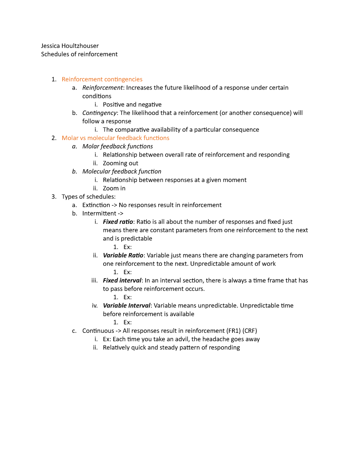 Schedules of reinforcement - Jessica Houltzhouser Schedules of In Schedules Of Reinforcement Worksheet