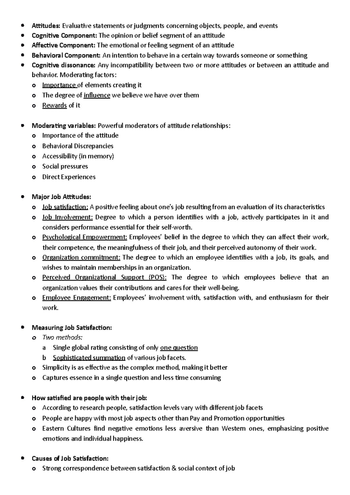 Notes CH3 - Attitudes: Evaluative statements or judgments concerning ...