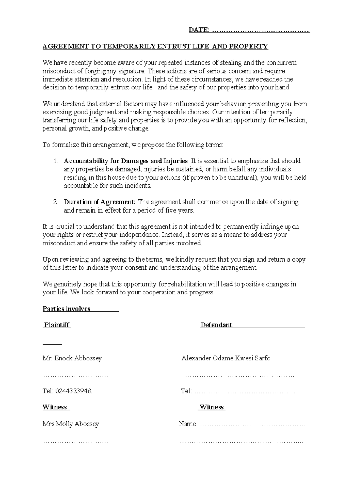 Enoch letter - DATE ...