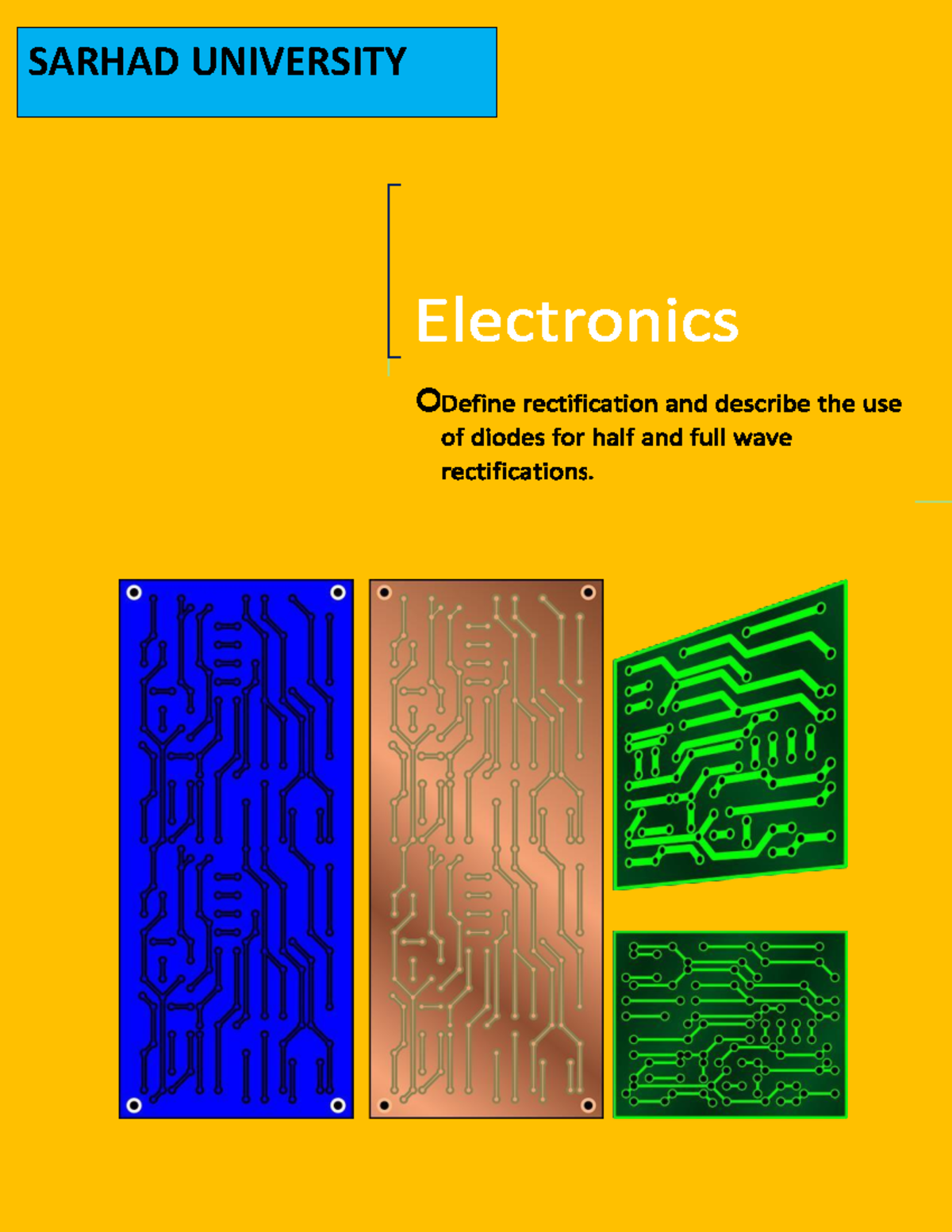 ElectronicsDefine rectification and describe the use of diodes for half and full wave Studocu