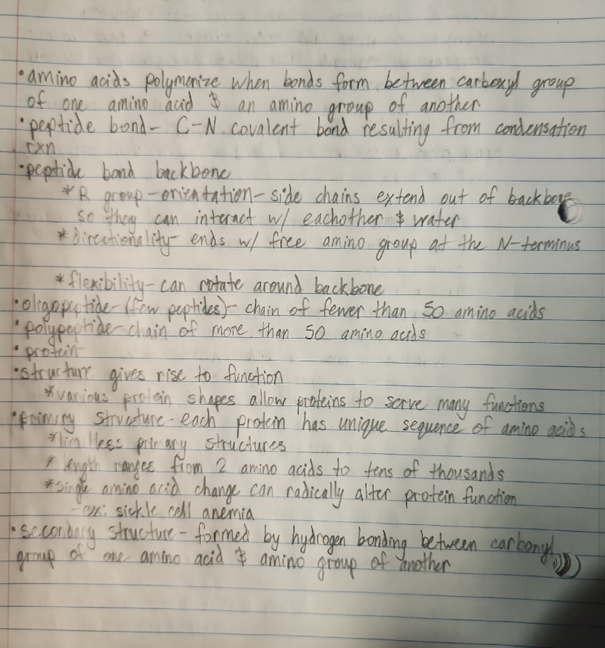 Biol 205 lecture 6 - AMino acids polynze when konds form betheen carbay ...