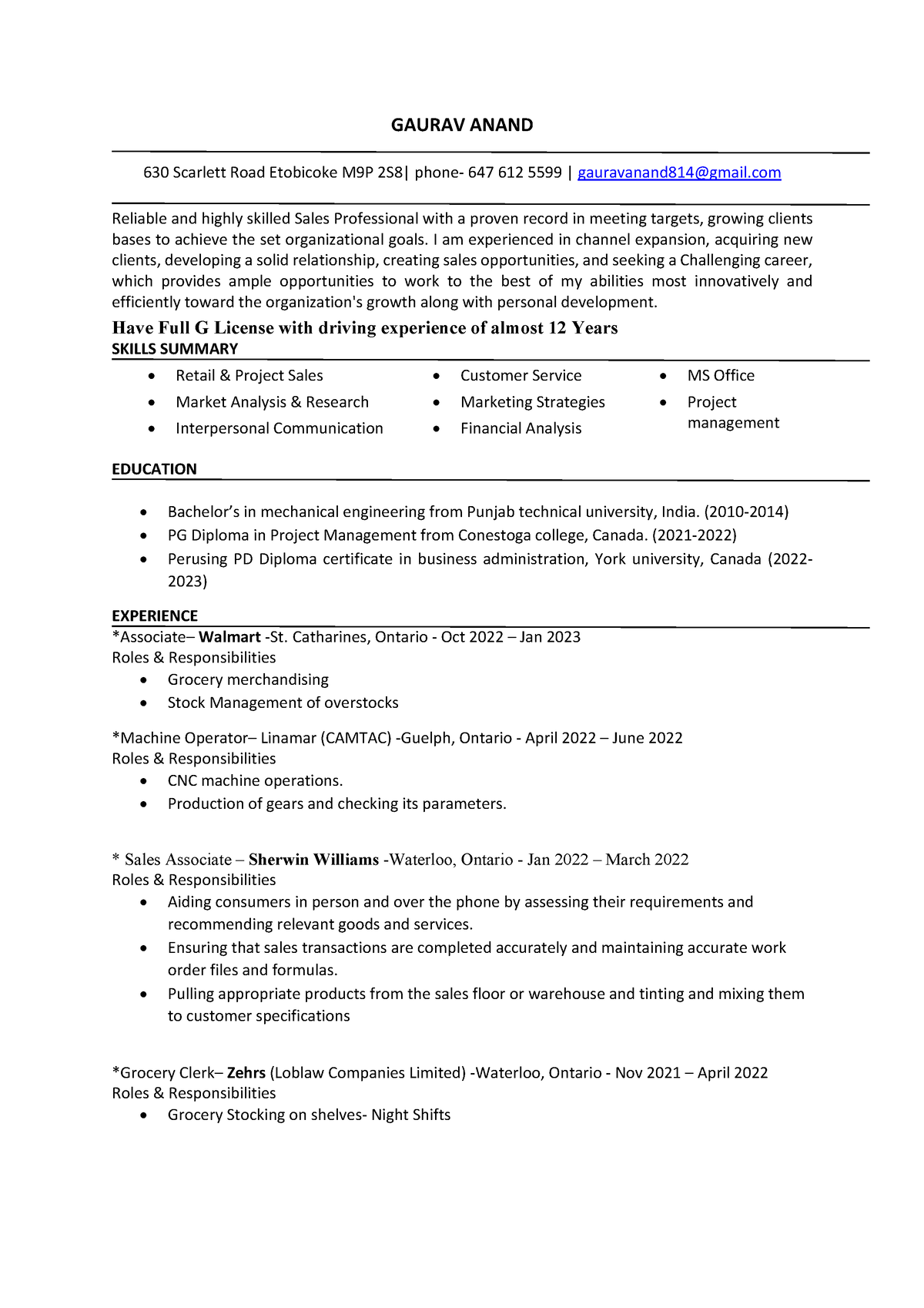 resume help etobicoke