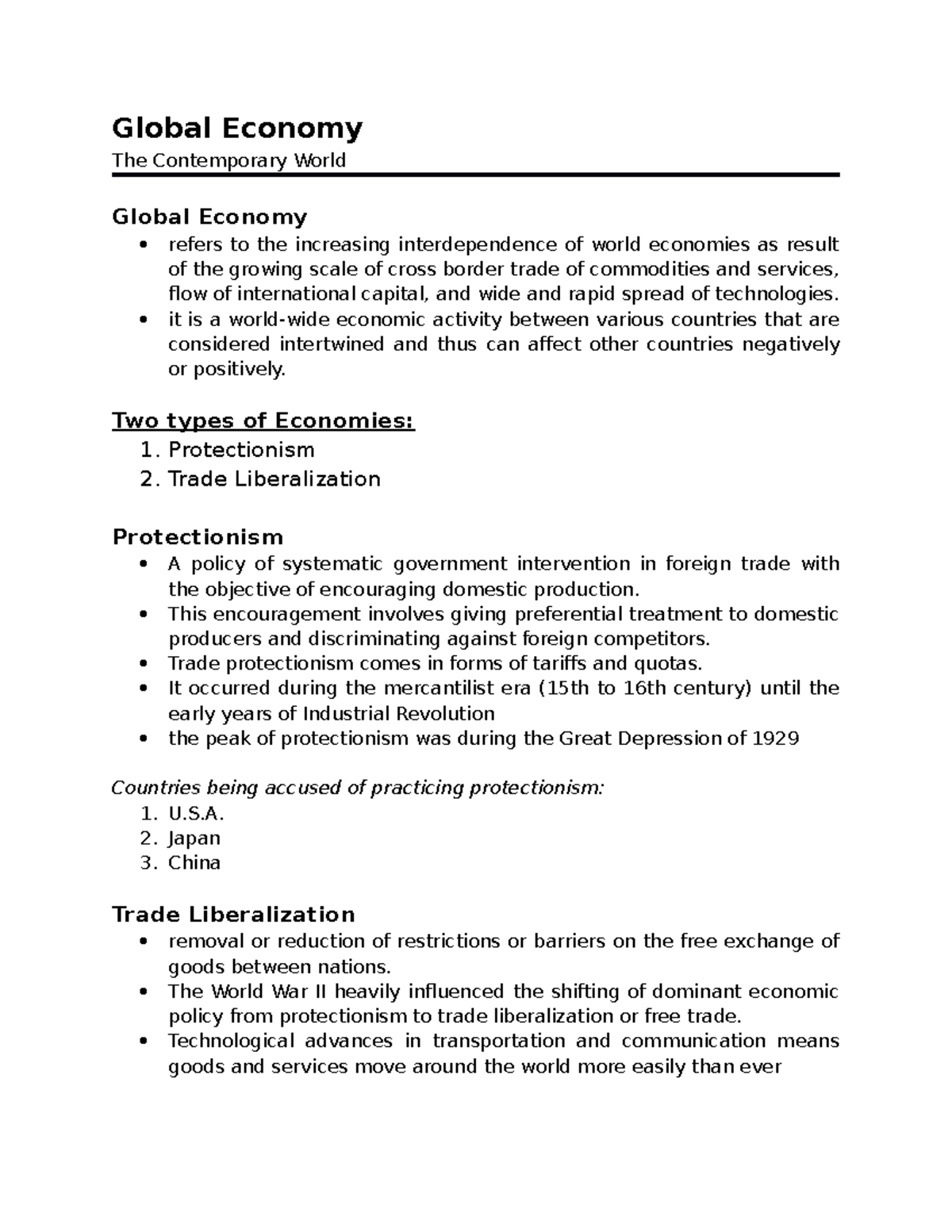 Introduction To Global Economy - Global Economy The Contemporary World ...