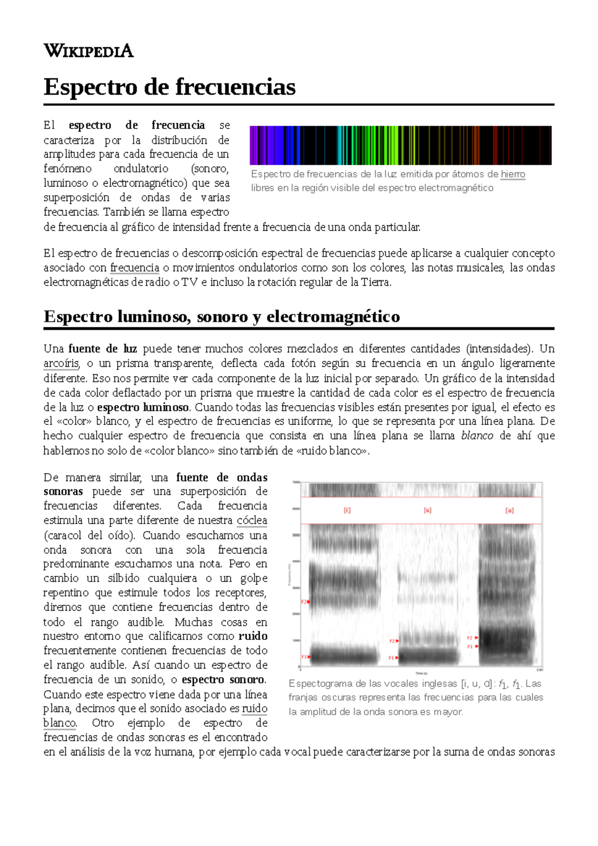 Espectro De Frecuencias Las Franjas Oscuras Representa Las