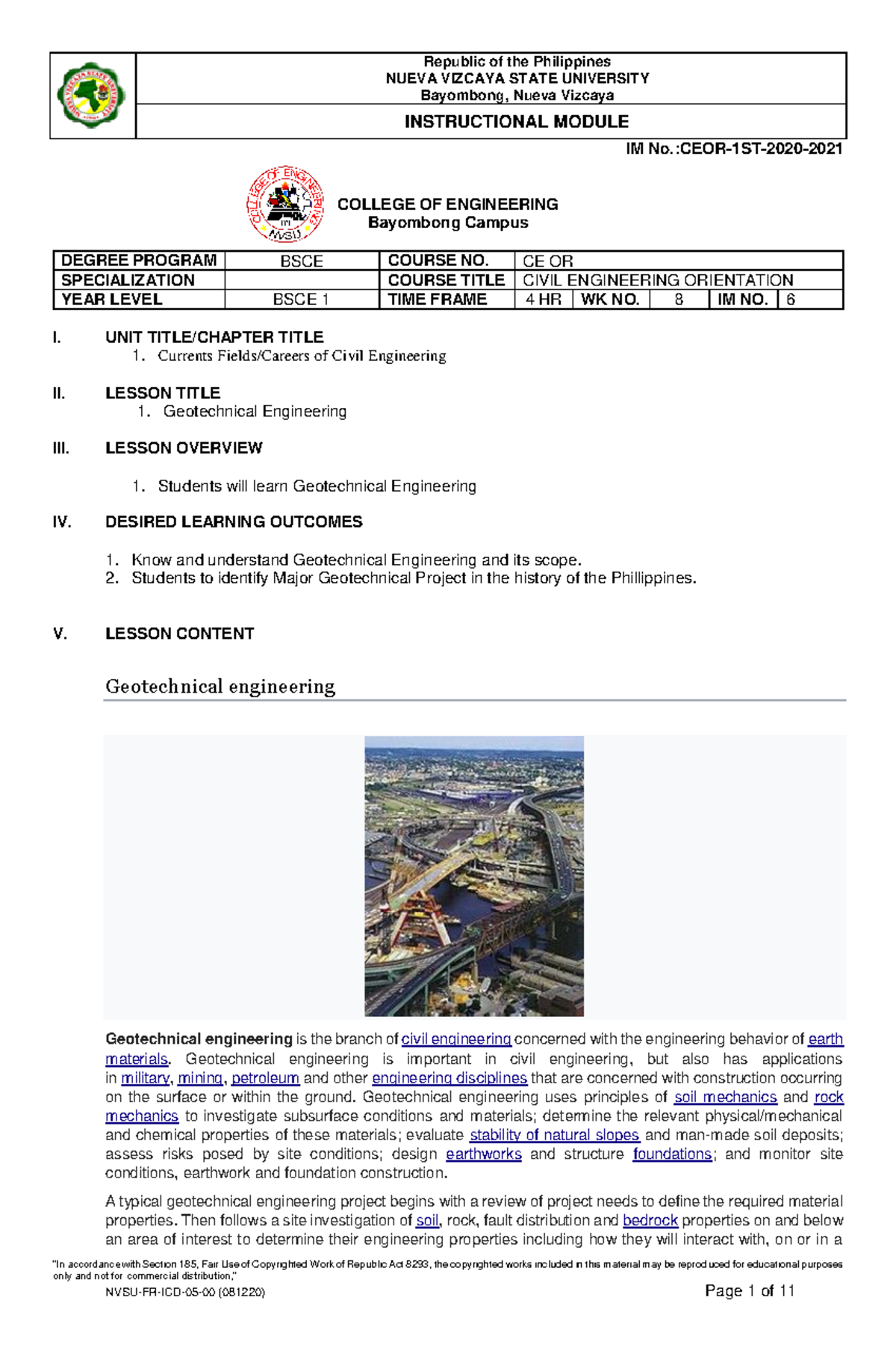 IM-CEOR-01( 8th week) - Civil Engineering Orientation Module - NUEVA ...