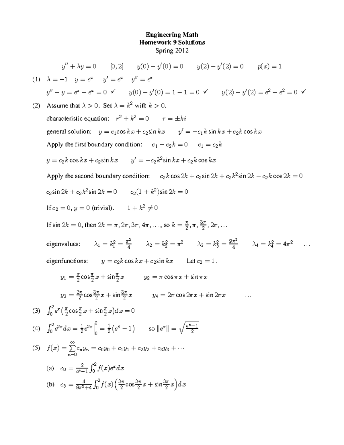 engineering math homework