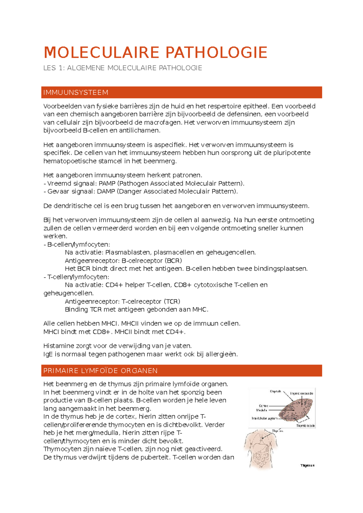 Samenvattingen - MOLECULAIRE PATHOLOGIE LES 1: ALGEMENE MOLECULAIRE ...