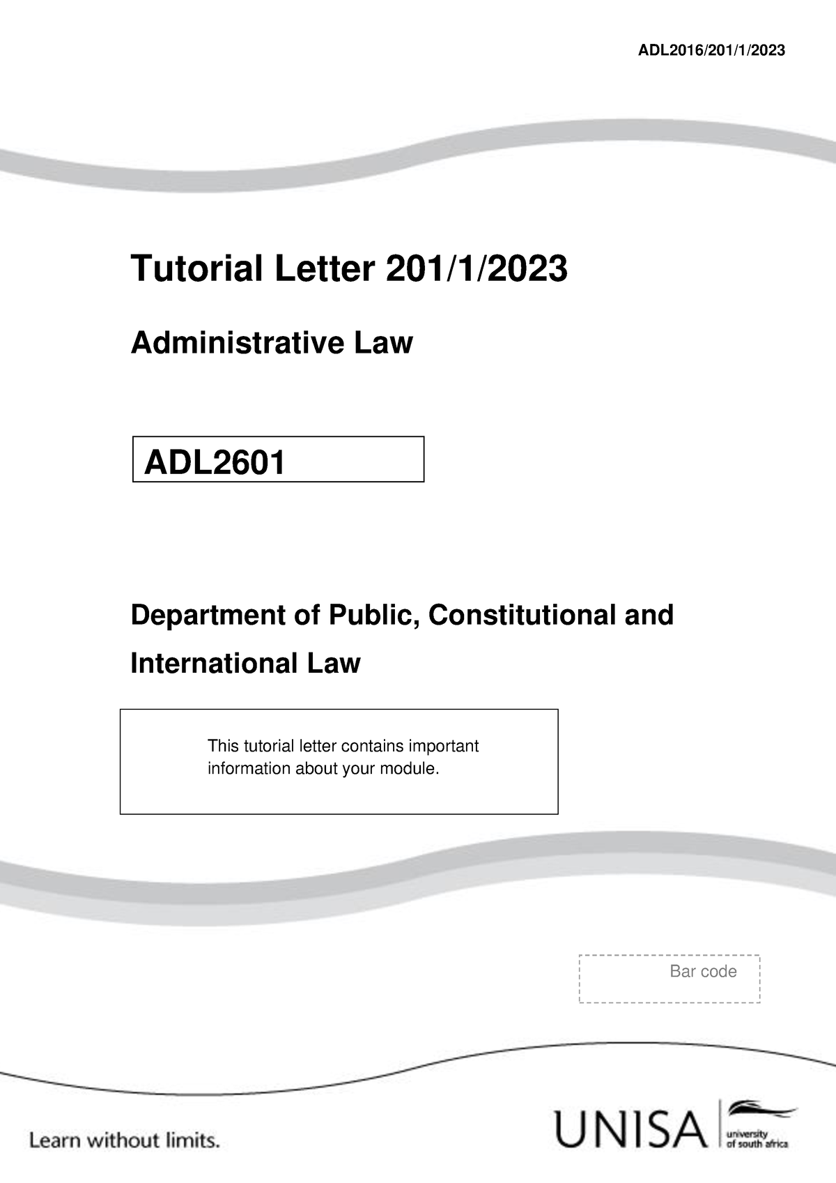 ADL2601 2023 TL201 JRR - Adl Notes 2023 - ADL2016/201/1/ Tutorial ...