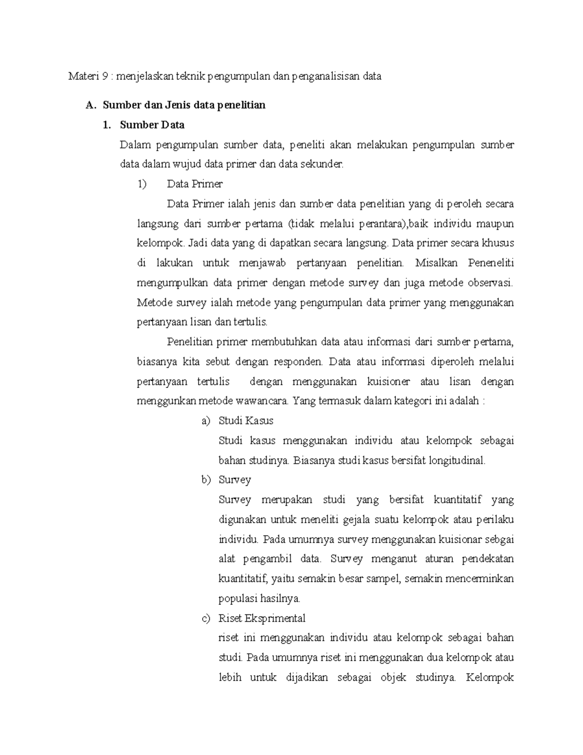 Teknik pengumpulan dan penganalisisan data - Sumber dan Jenis data ...