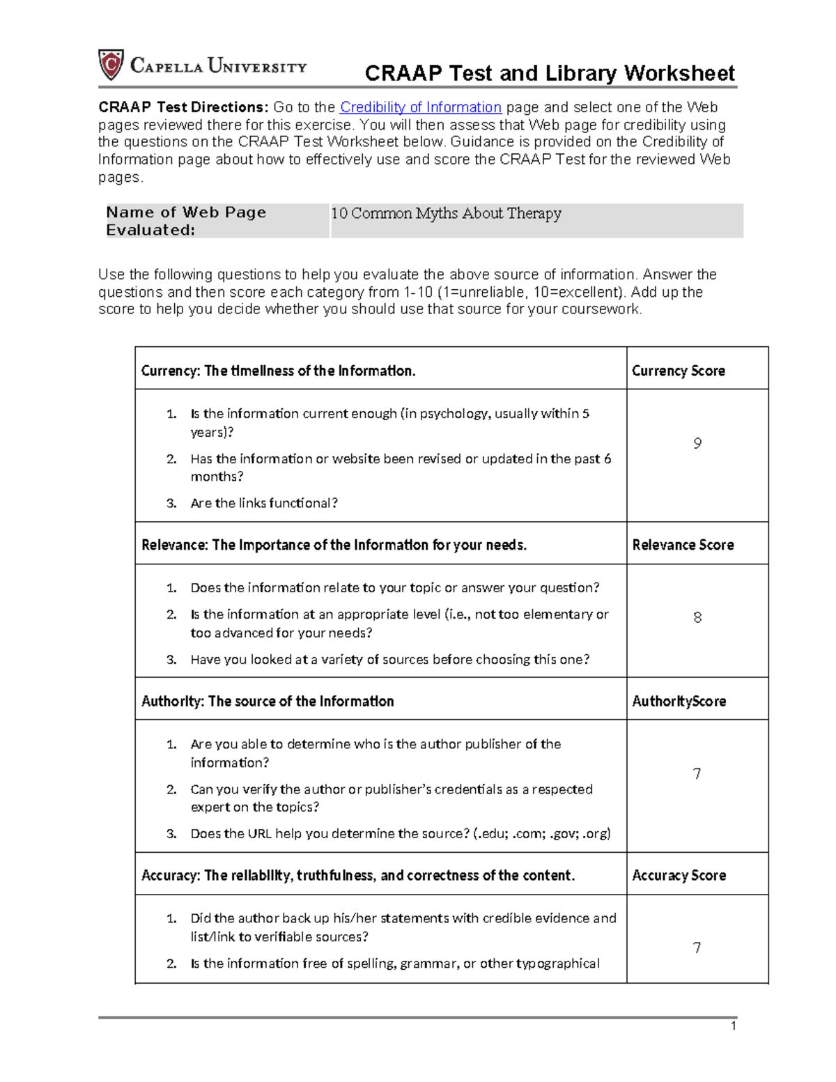 SPimentel Craap Test Library WS - CRAAP Test Directions: Go to the ...