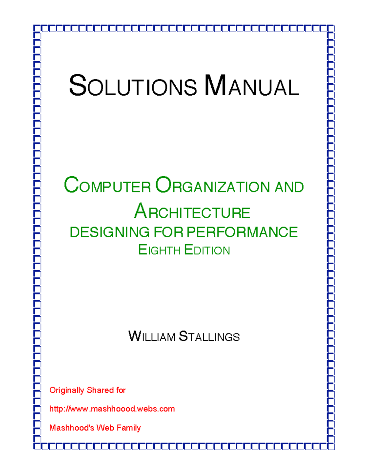Review Question - IoT - SOLUTIONS MANUAL COMPUTER ORGANIZATION AND ...