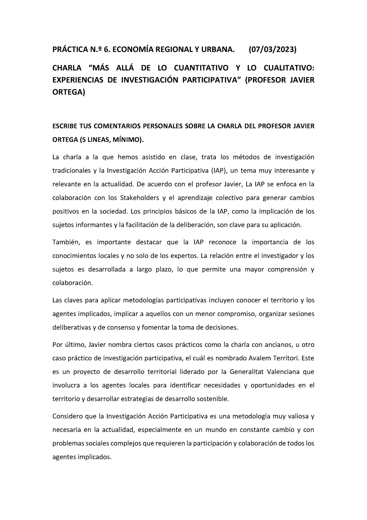 PRAC 6 ERU 2023 - Practica Completa. - PRÁCTICA N.º 6. ECONOMÍA ...