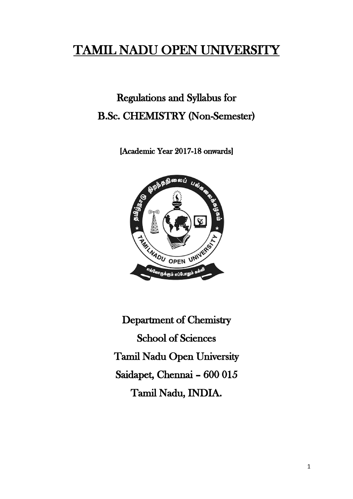 B - NOTES - TAMIL NADU OPEN UNIVERSITY Regulations And Syllabus For B ...