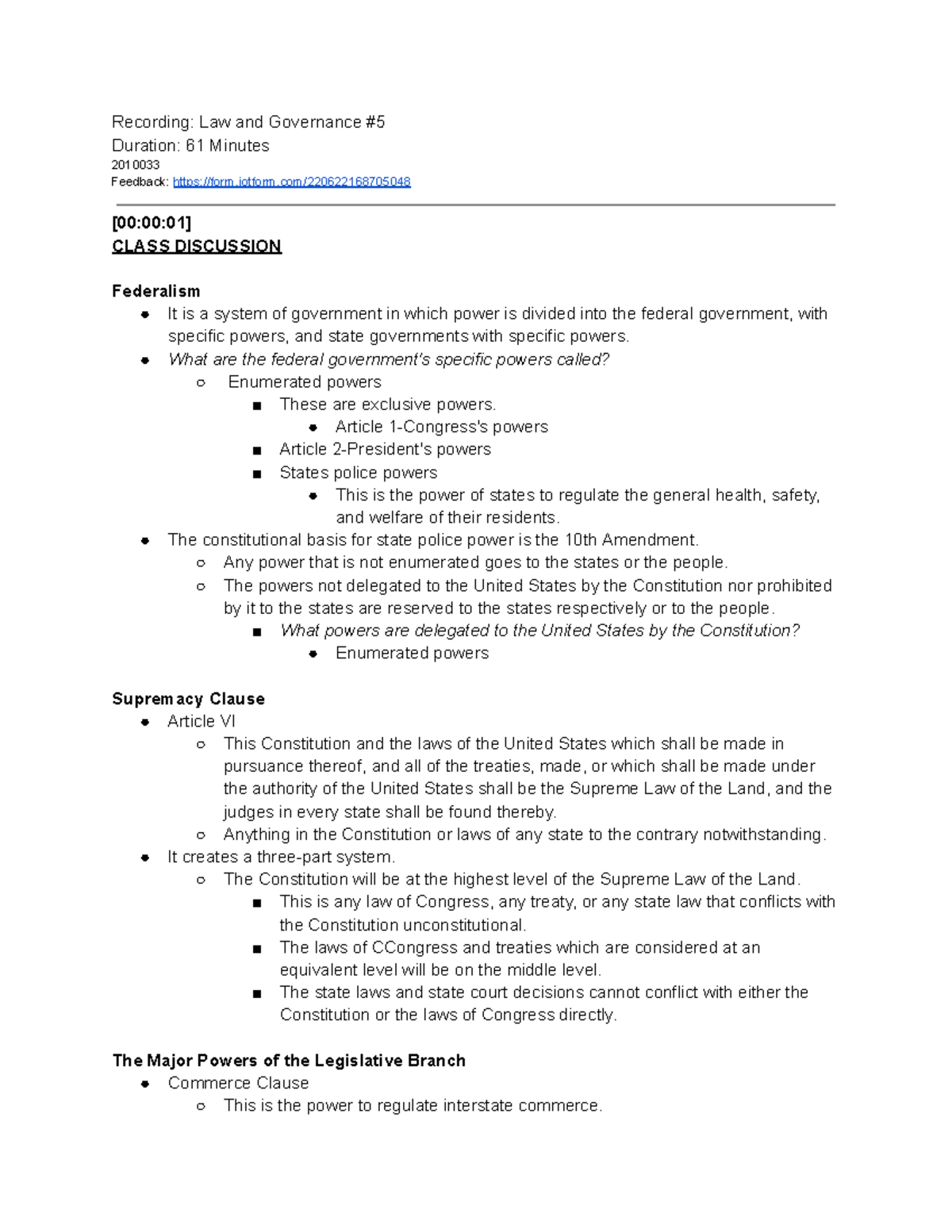 Law and Governance 5 Summary Notes Recording Law and Governance