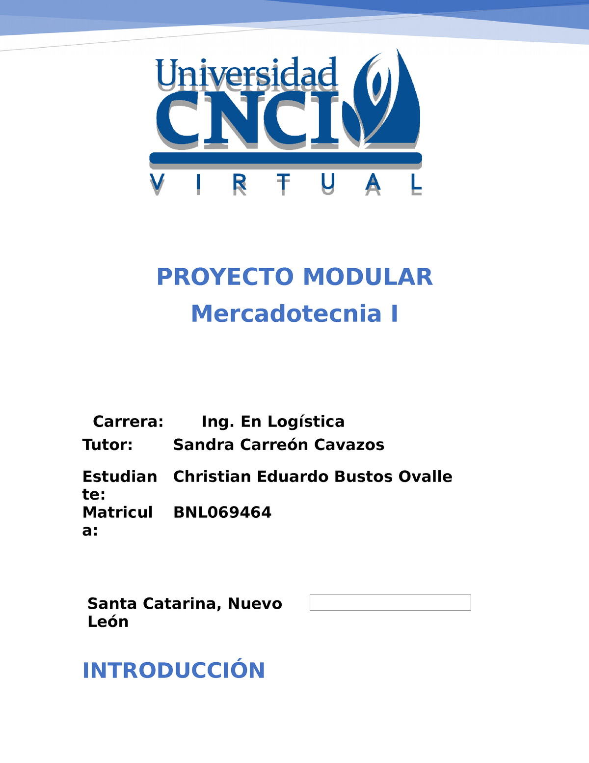 Proyecto Modular Mercadotecnia - PROYECTO MODULAR Mercadotecnia I ...