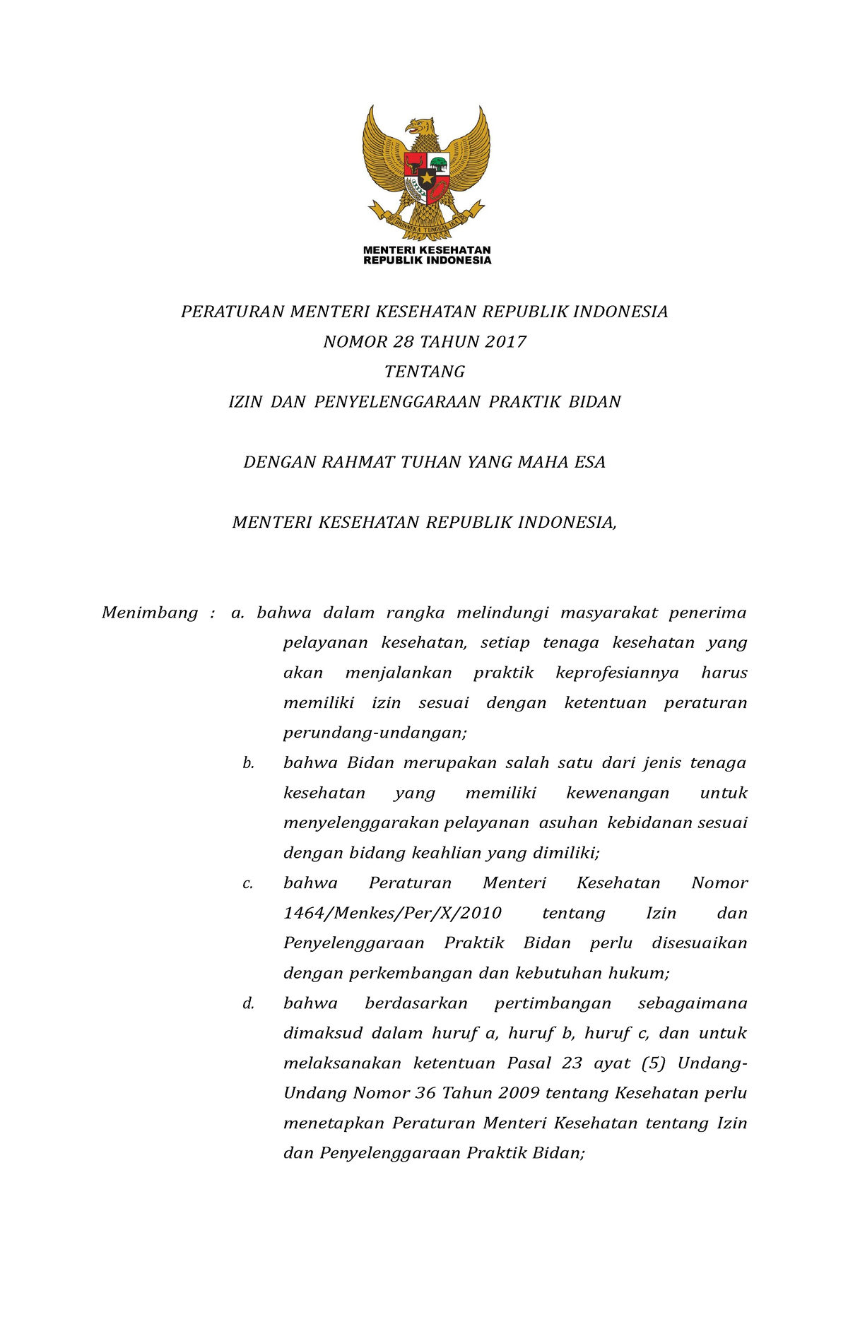 Permenkes Nomor 28 Tahun 2017 - PERATURAN MENTERI KESEHATAN REPUBLIK ...