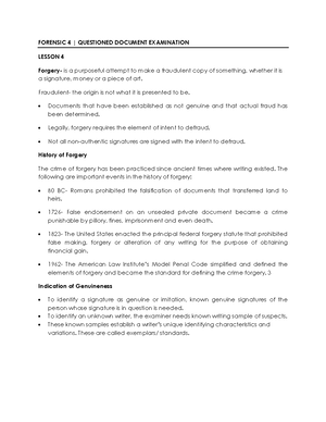 Forensic 4 Lesson 3 - QUESTIONED DOCUMENT EXAMINATION - FORENSIC 4 ...