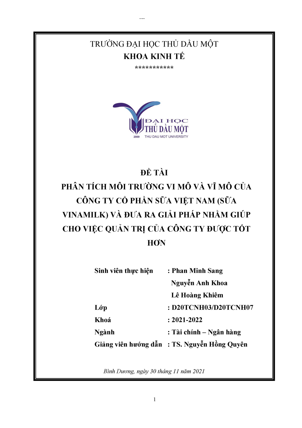 PHÂN TÍCH MÔI TRƯỜNG VI MÔ VÀ VĨ MÔ CỦA CÔNG TY CỔ PHẦN SỮA VIỆT NAM (SỮA VINAMILK) VÀ ĐƯA RA GIẢI - Studocu