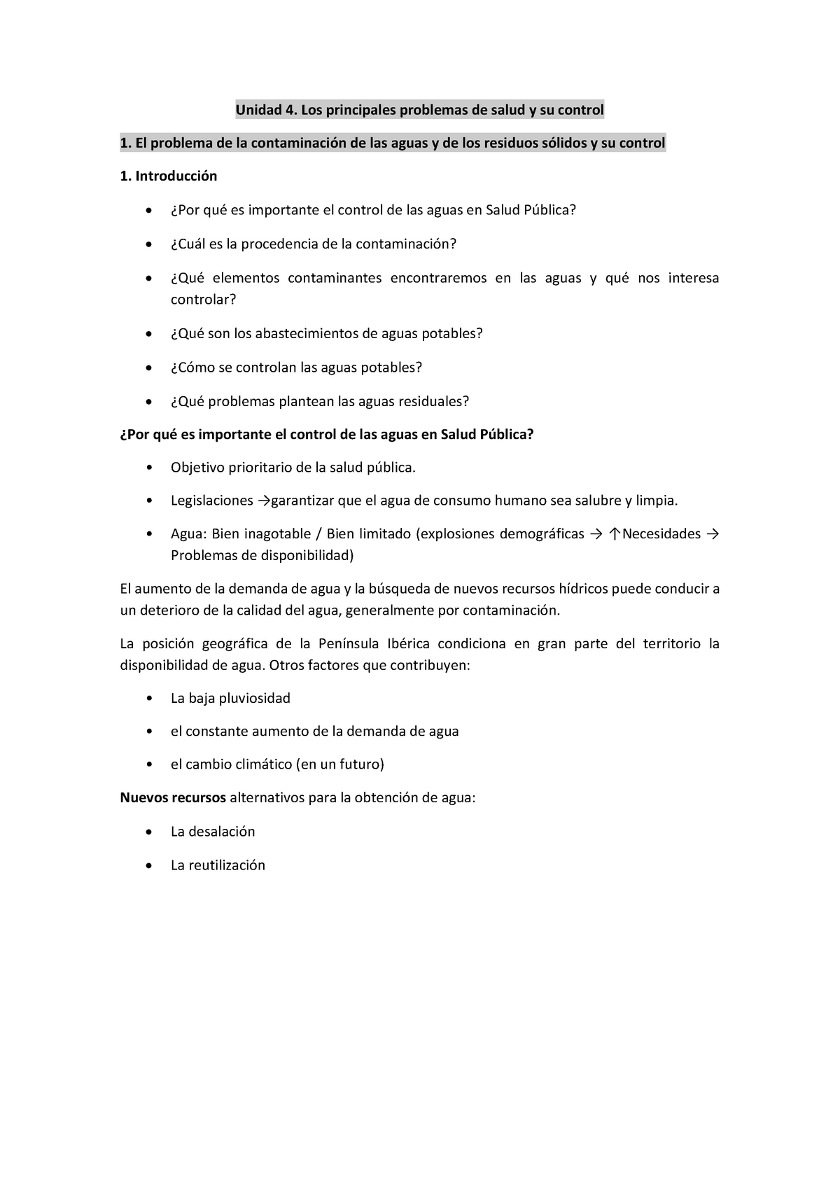 Unidad 4 Unidad 4 Los Principales Problemas De Salud Y Su Control 1 El Problema De La De Las