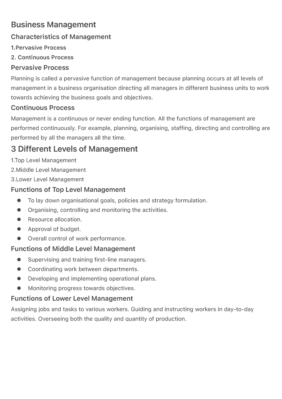 Characteristics Of Management. Levels of Management - Business ...