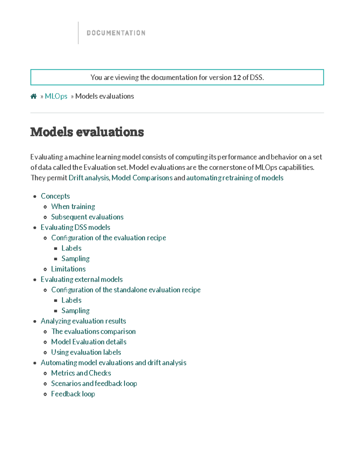 Models Evaluations — Dataiku DSS 12 Documentation - You Are Viewing The ...