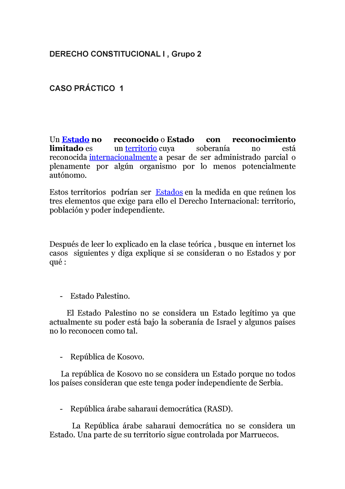 Caso PrÁ Ctico 1 Curso 20 21 Derecho Constitucional I Grupo 2 Caso PrÁctico 1 Un Estado No 2491