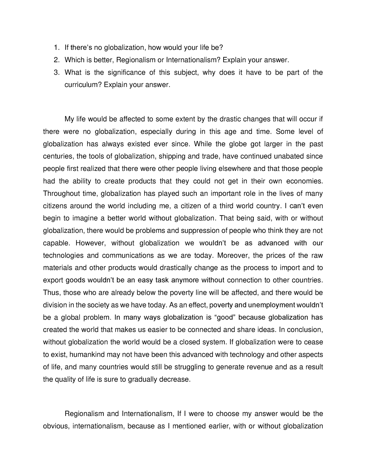 what is globalization in contemporary world essay