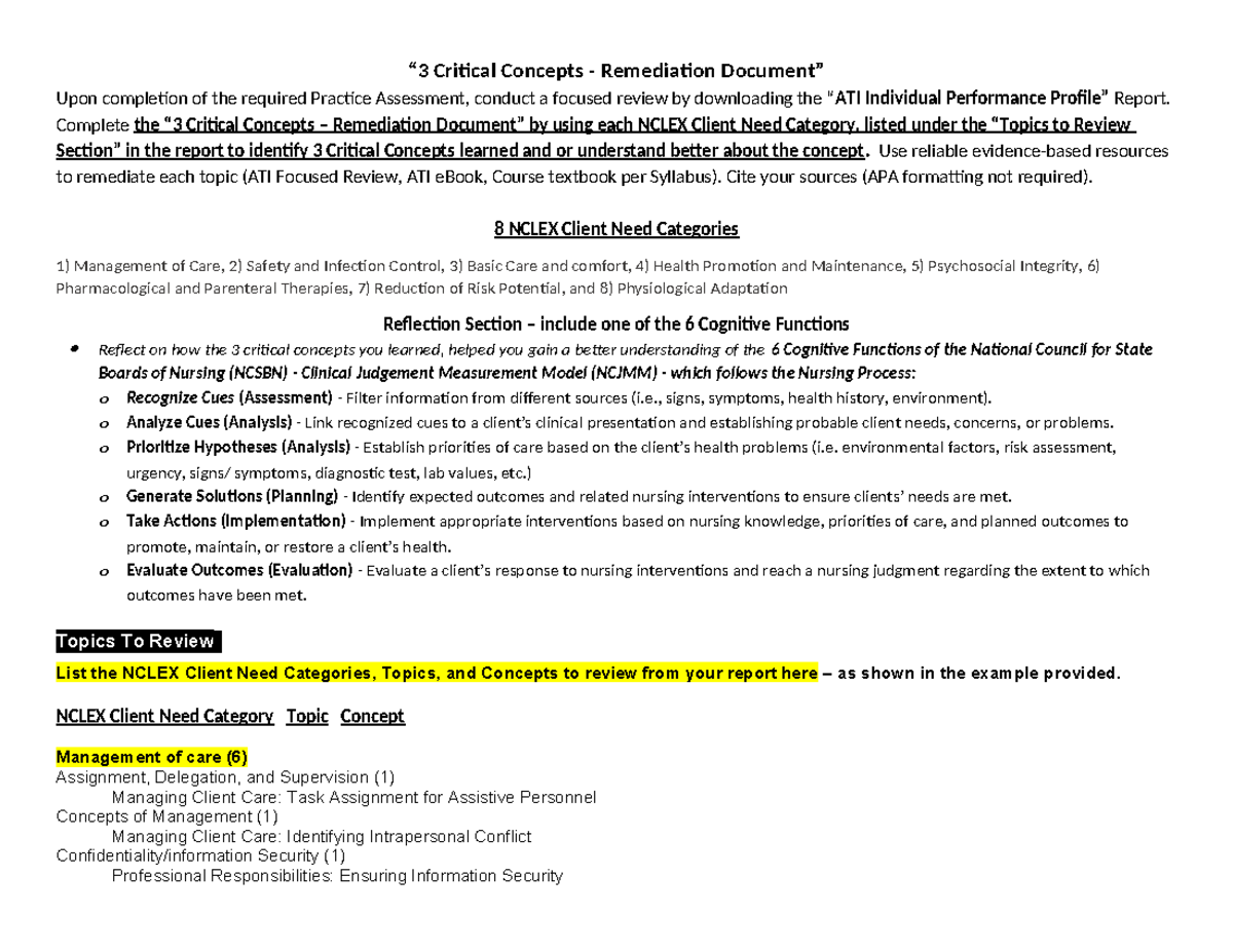 Leadership Rem B - Remediation - “3 Critical Concepts - Remediation ...