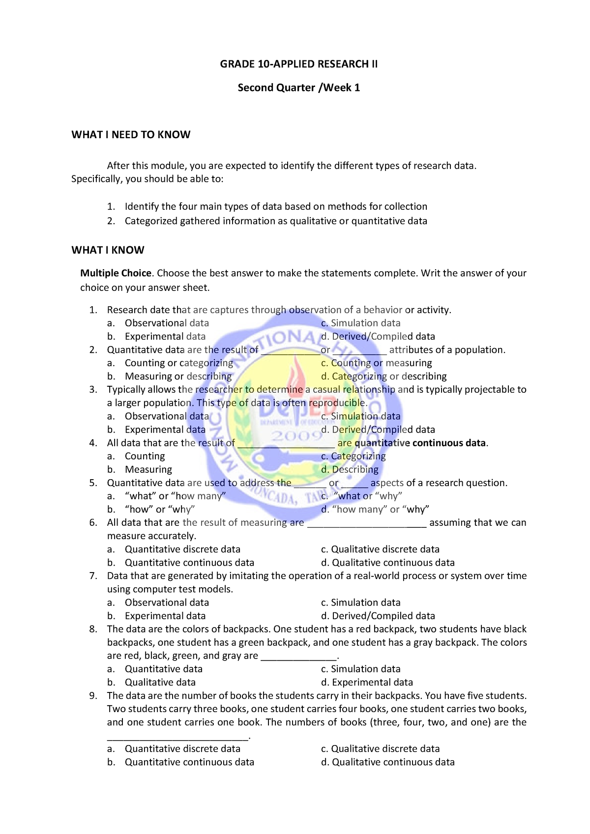 topics for research grade 10