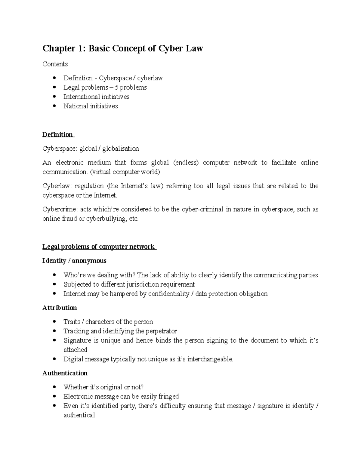 Chapter 1 Basic Concept Of Cyber Law Chapter 1 Basic Concept Of 