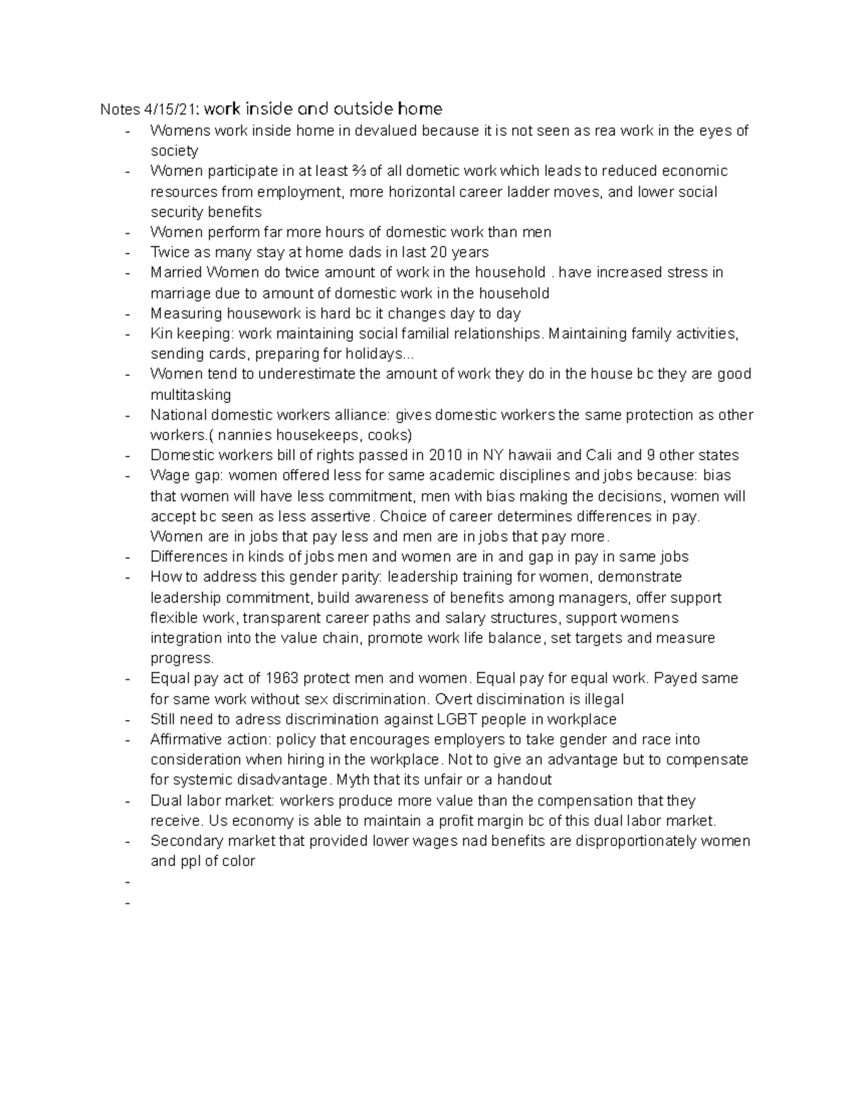 Notes 4 15 21 - professor Massey - Notes 4/15/21: work inside and ...