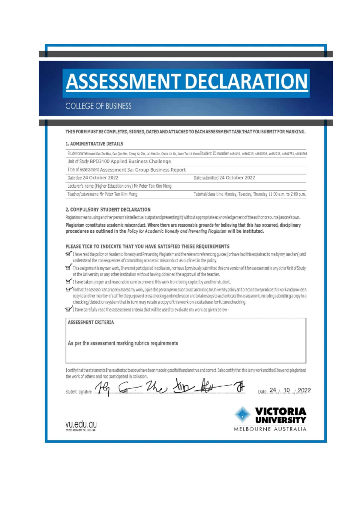 Assesment 3a Group Business Report (Team Carnation) Wise SelfService
