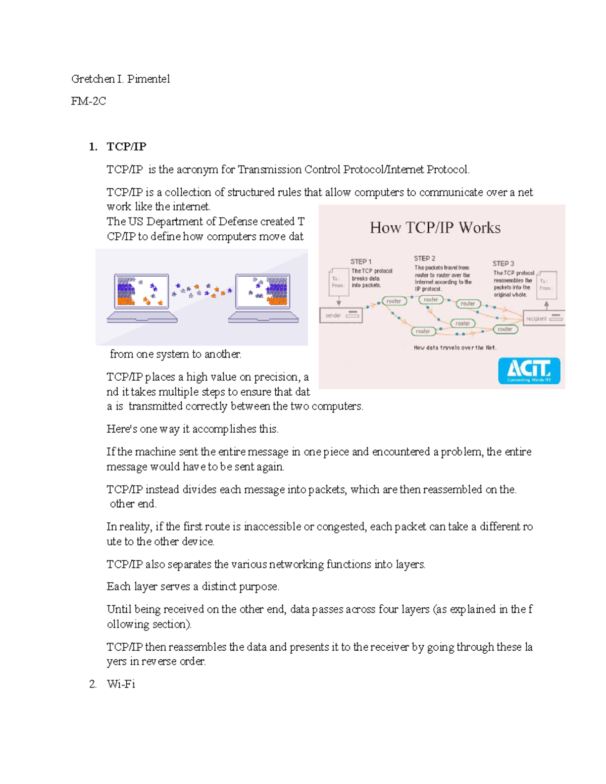 Document (22) - Lecture notes 22 - Gretchen I. Pimentel FM-2C 1. TCP/IP ...