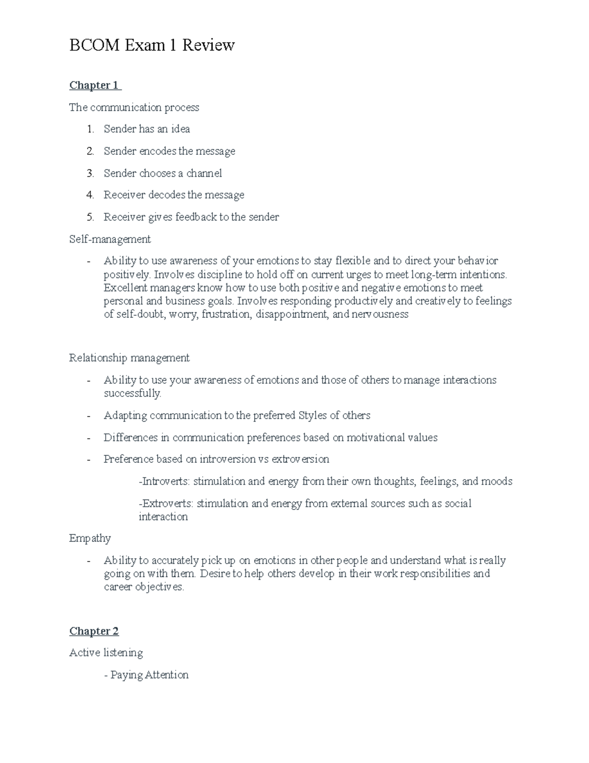 Exam 1 Review - Lecture Notes - chapters 1,2,3,4,16 - Chapter 1 The ...