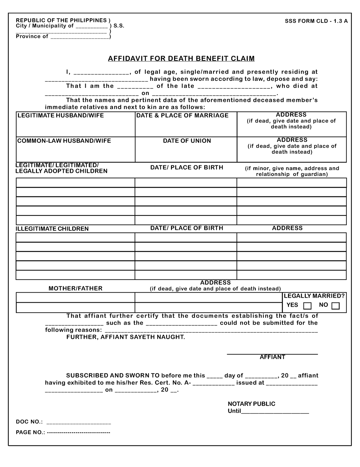 Sss Death Claim Form Sample