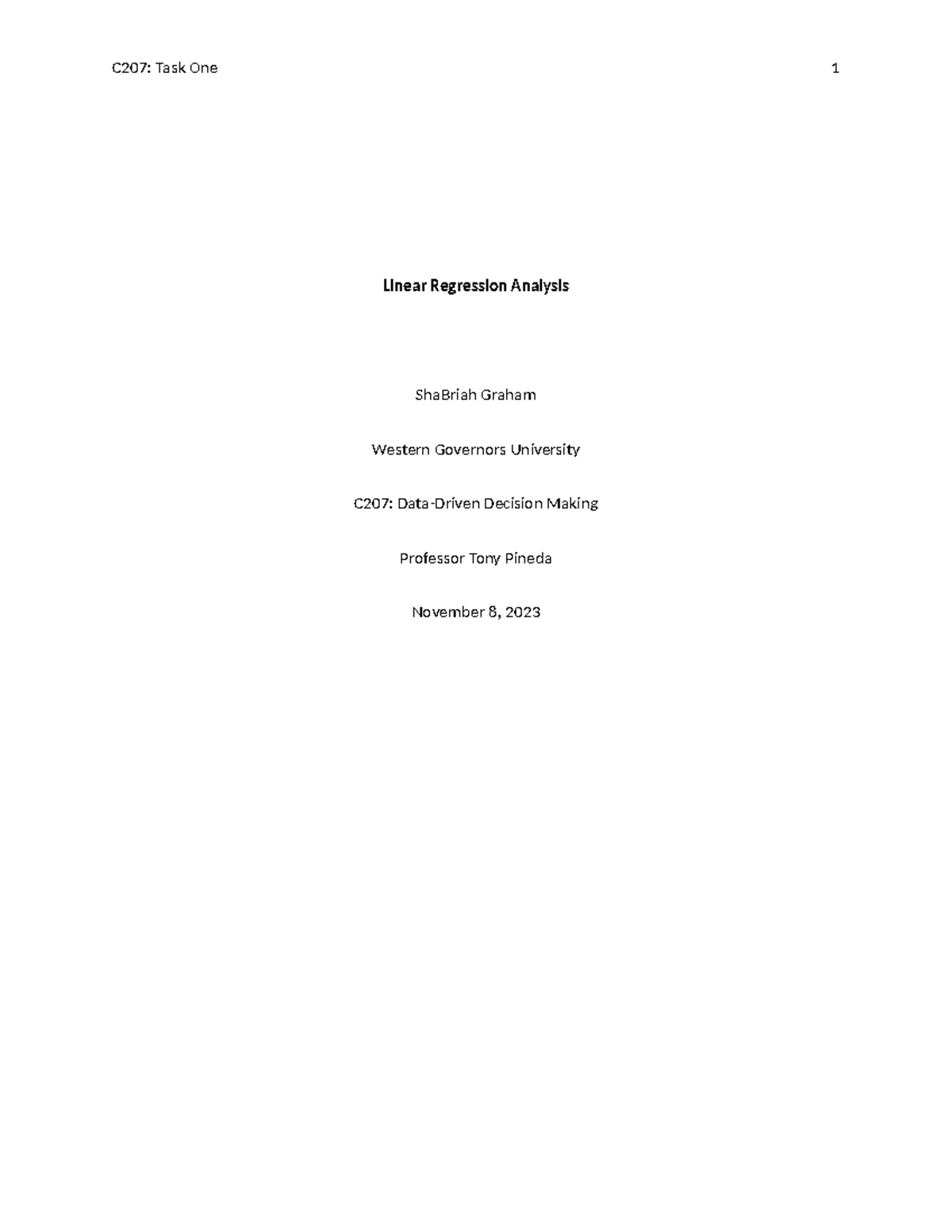Data Driven Decision Making_C207:Task1 - Linear Regression Analysis ...