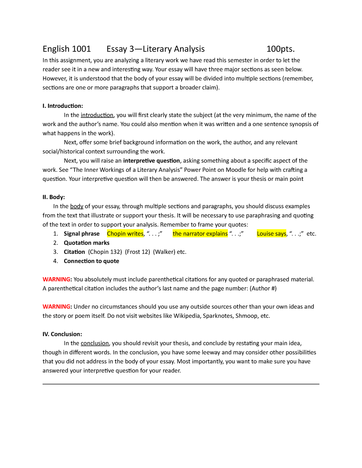 literary analysis essay guidelines