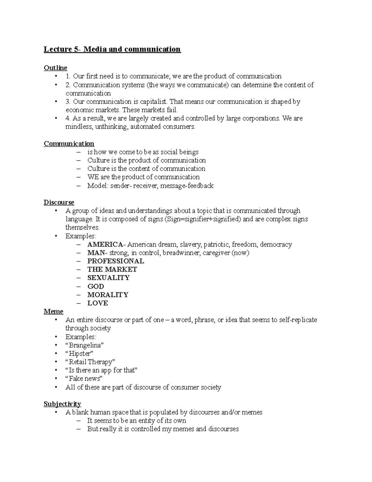 Lecture 5- Media and communication - Lecture 5- Media and communication ...