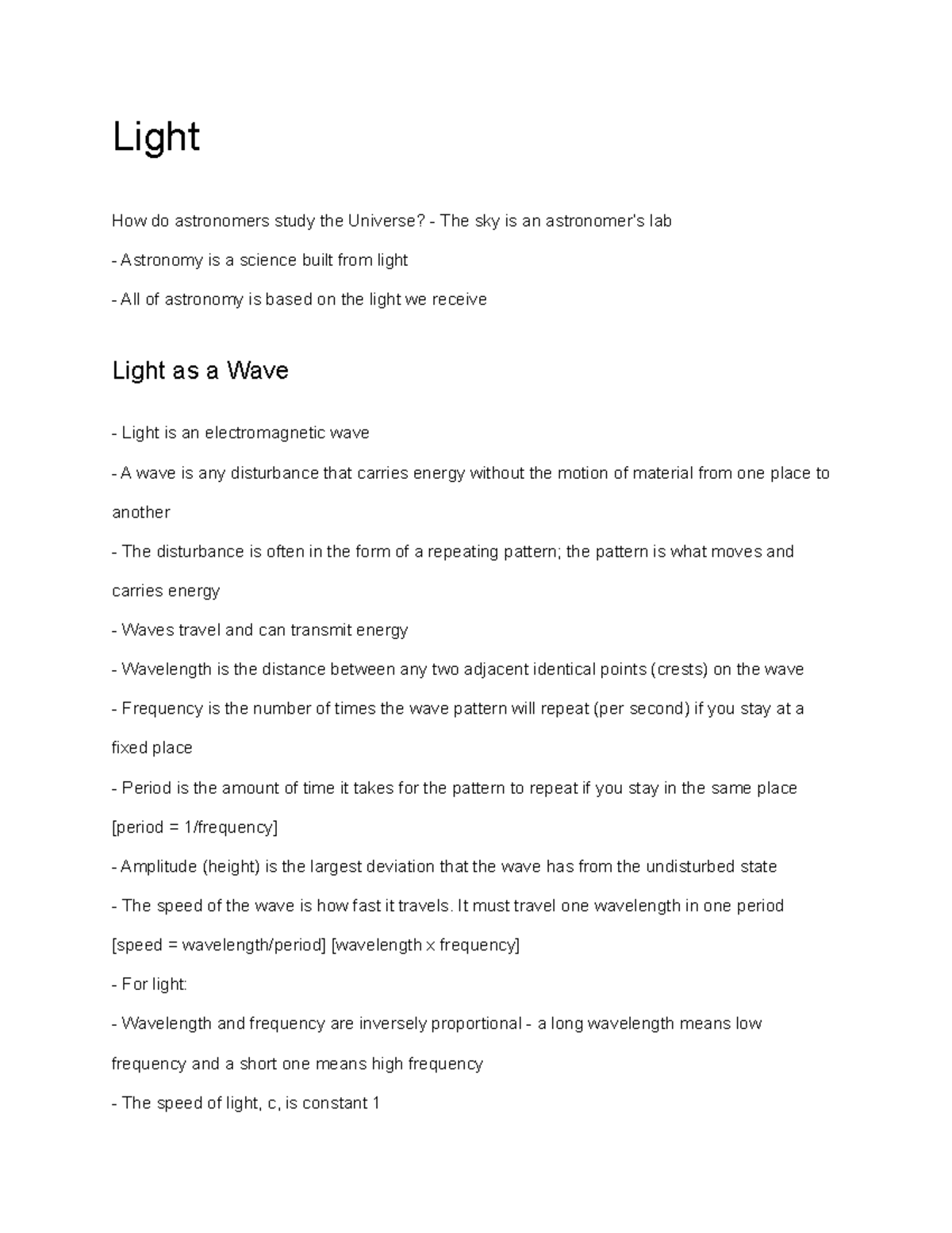 Astronomy Lecture #5 - Light How Do Astronomers Study The Universe ...