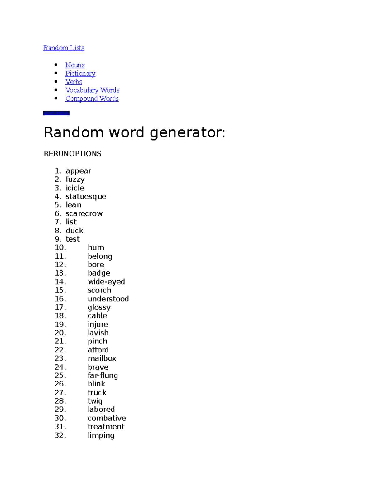 Test 2023 - dsdfs - Random Lists Nouns Pictionary Verbs Vocabulary ...