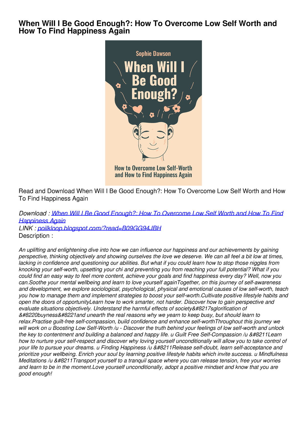 [PDF] READ] Free When Will I Be Good Enough?: How To Overcome Low Self ...