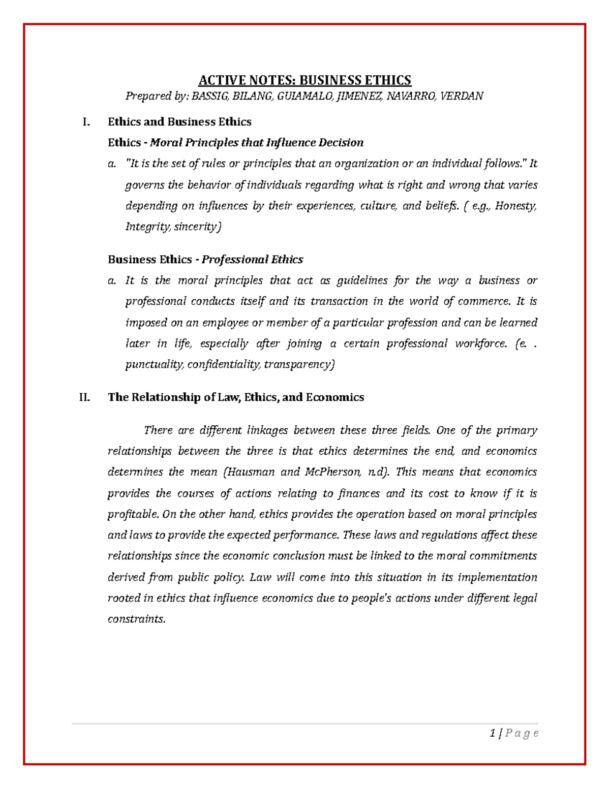08 01-Active-Notes Ethics - ACTIVE NOTES: BUSINESS ETHICS Prepared by ...