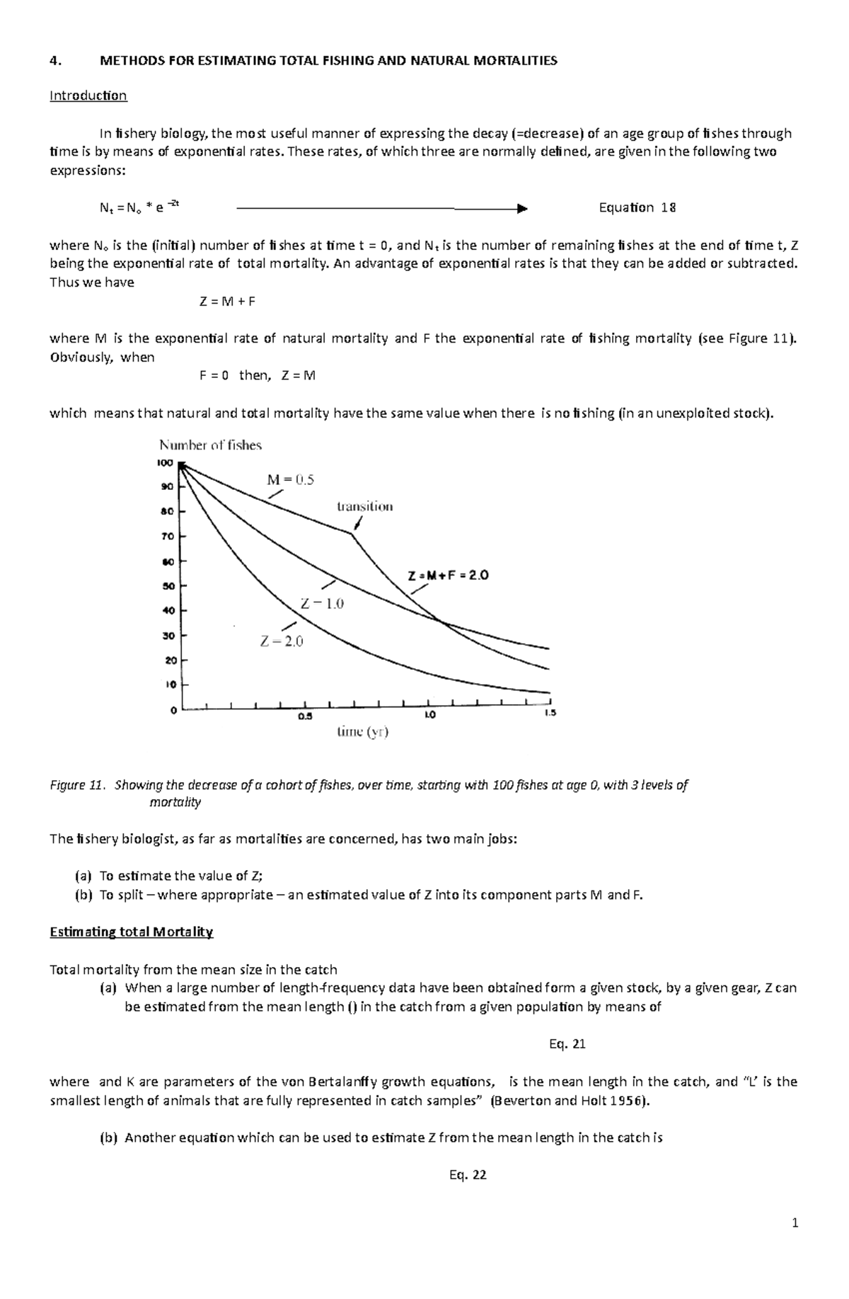 Fish 70 - Fishing Mortality - 4. METHODS FOR ESTIMATING TOTAL FISHING ...