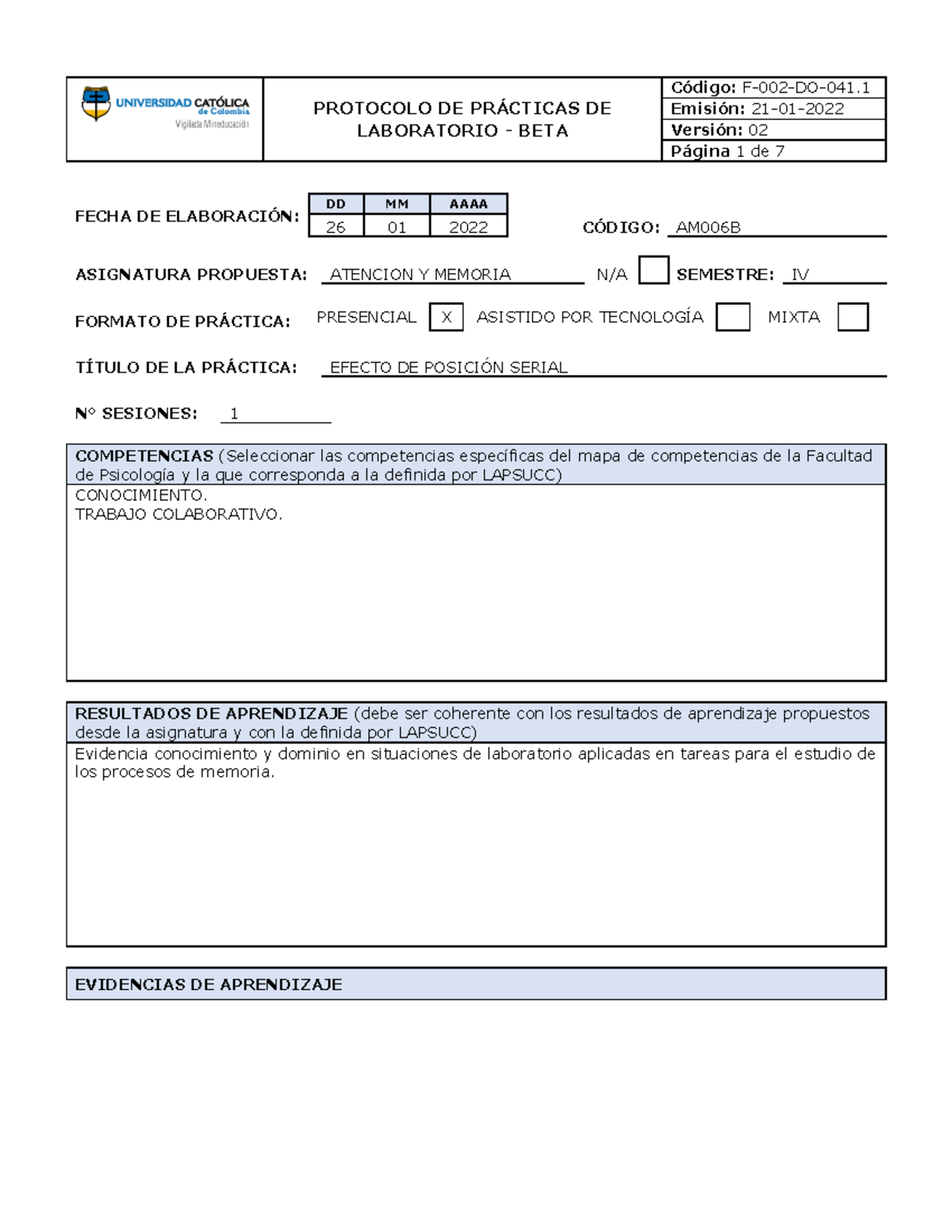 Protocolo efecto de posición serial PROTOCOLO DE PR¡CTICAS DE